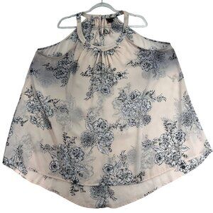 Torrid Womens 3X Floral Halter Hilo Top Blush Black Sleeveless Swing Whimsical